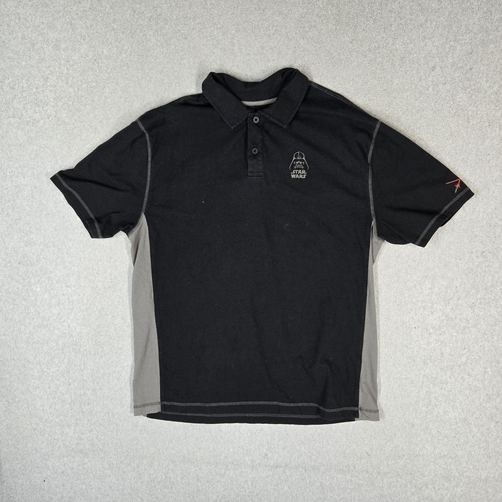 Disney Parks Men Polo L Black Star Wars Darth Vader Logo Embroidered Collared